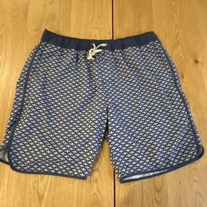 Fair Harbor Shorts Geometric Blue Waves Lined Swim Trunks Size XL Casual Swim